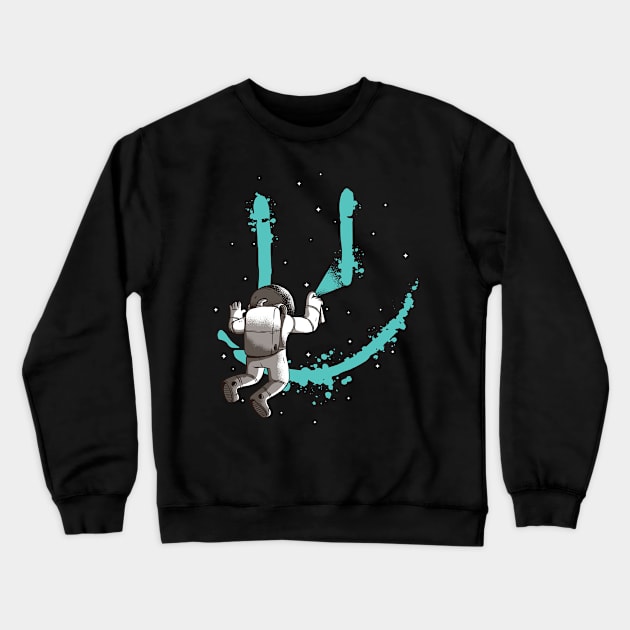 Happy Face Graffiti Astronaut Art Space Kids Crewneck Sweatshirt by Upswipe.de